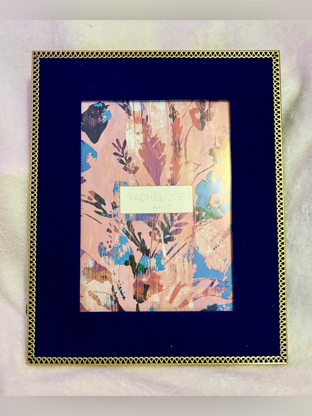 Rachel Zoe Deep Blue Velvet Frame with Gold Trim